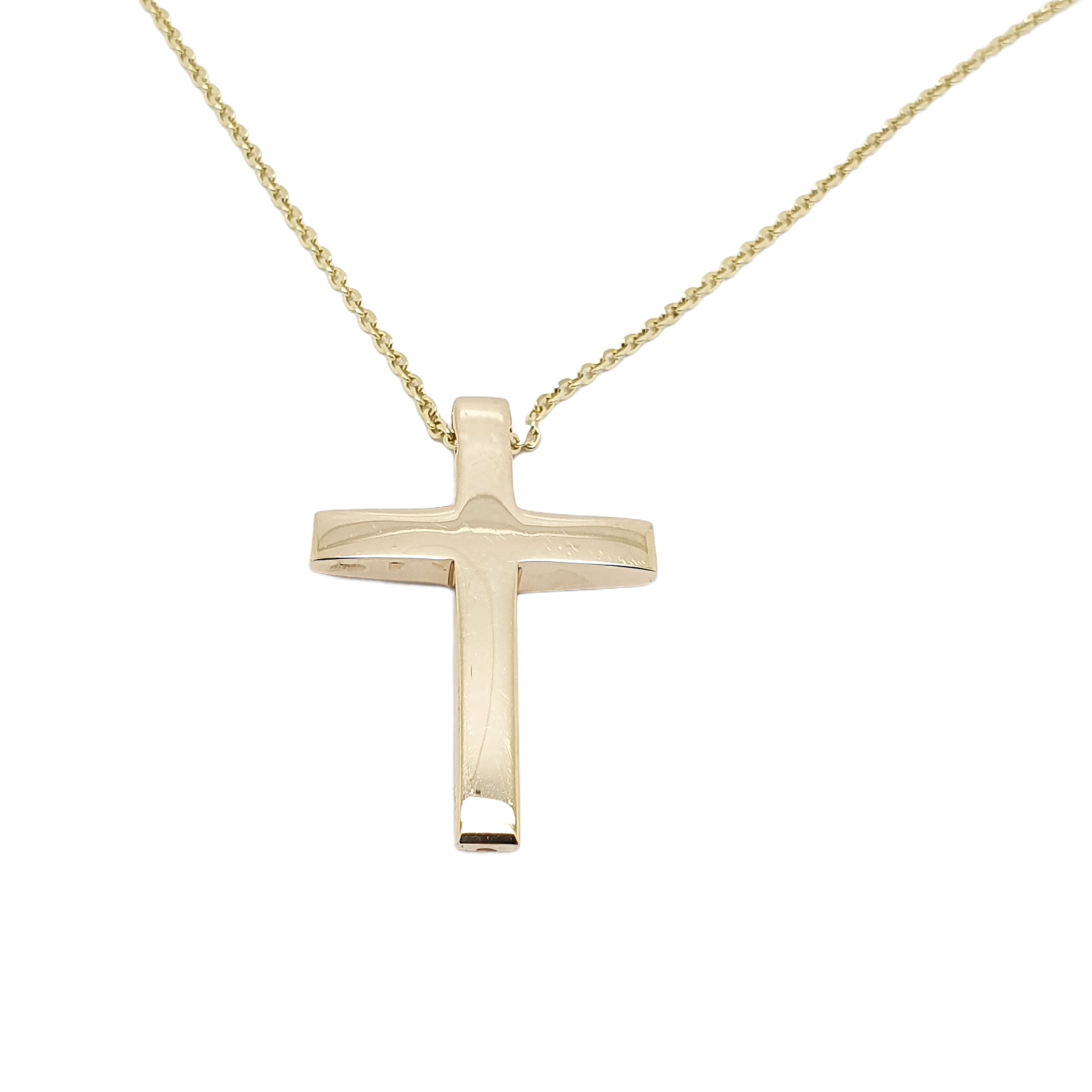Golden double sided cross (with chain) k14 (code 2042)